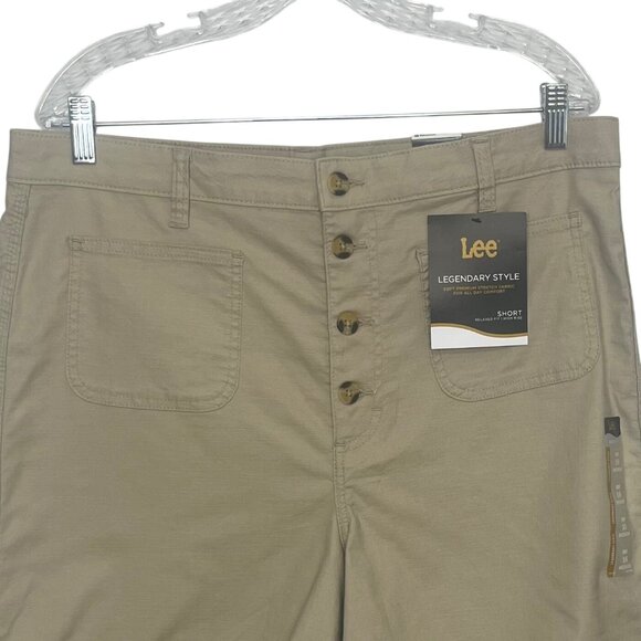 Lee Relaxed Fit High Rise Shorts Womens 16 M Button Fly Everyday Wear New - Picture 4 of 11
